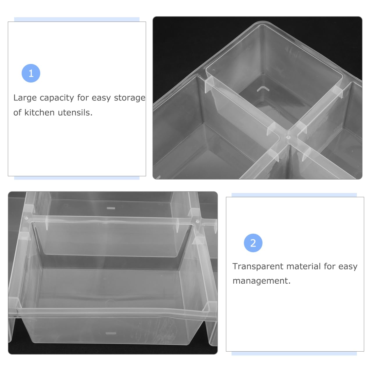 NOLITOY Küchen Besteck Organizer Mit Fächern Transparente Aufbewahrungsbox Für Schublade Kompaktes Design Einfacher Zugriff Für Effiziente Aufbewahrung Von Besteck Und