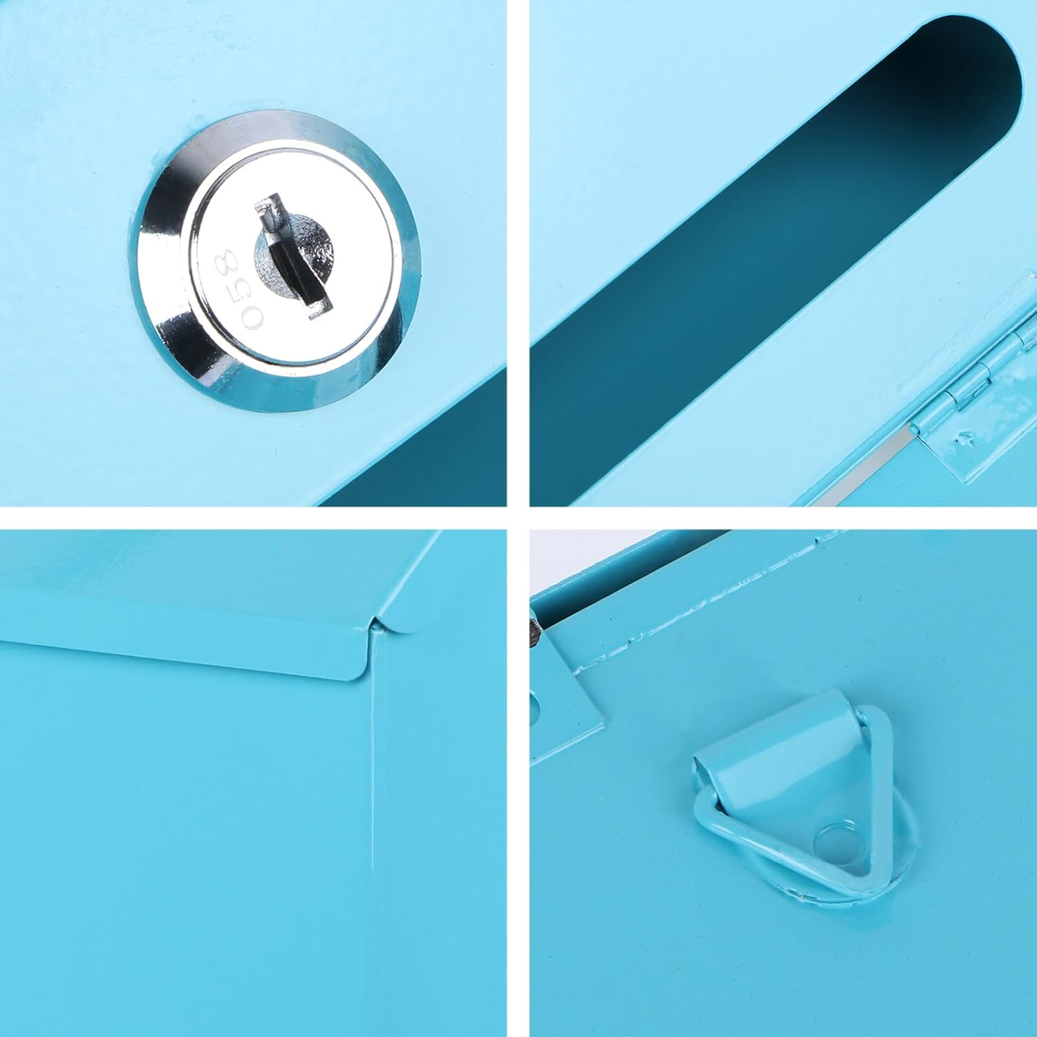 Vintage Wall Mount Mailbox Metal Post Letter Box for Outside Antique Mailbox Mail Holder 11.8X9X2.4inch Blue