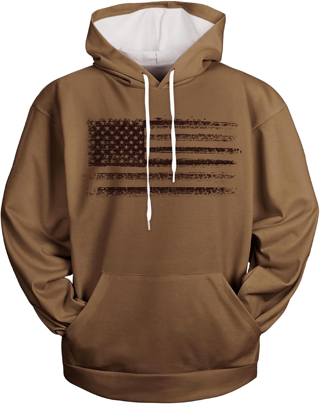 H HYFOL Graphic Hoodies for Men USA Flag American Patriotic Long Sleeve Pocket Pullover Sweatshirts