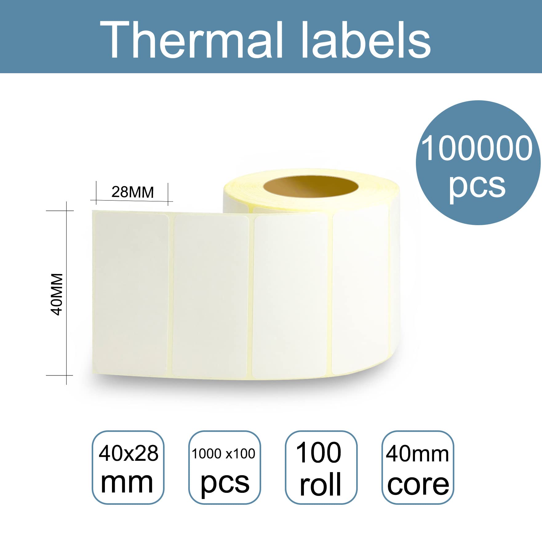 m MU Etiquetas Adhesivas 100 Rollos/100000 Hojas Etiquetas, 40MM X 28MM, Etiqueta De Envío Exprés, Para Catering Tarros De Comida Pegatinas Adhesivas Oficina Cocina|4×2.8CM