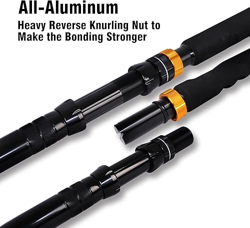 Miniatura 5 de Fiblink Caña de pescar doblada a tope de 2 piezas para agua salada, caña de arrastrar en alta mar, caña de pescar para barco convencional