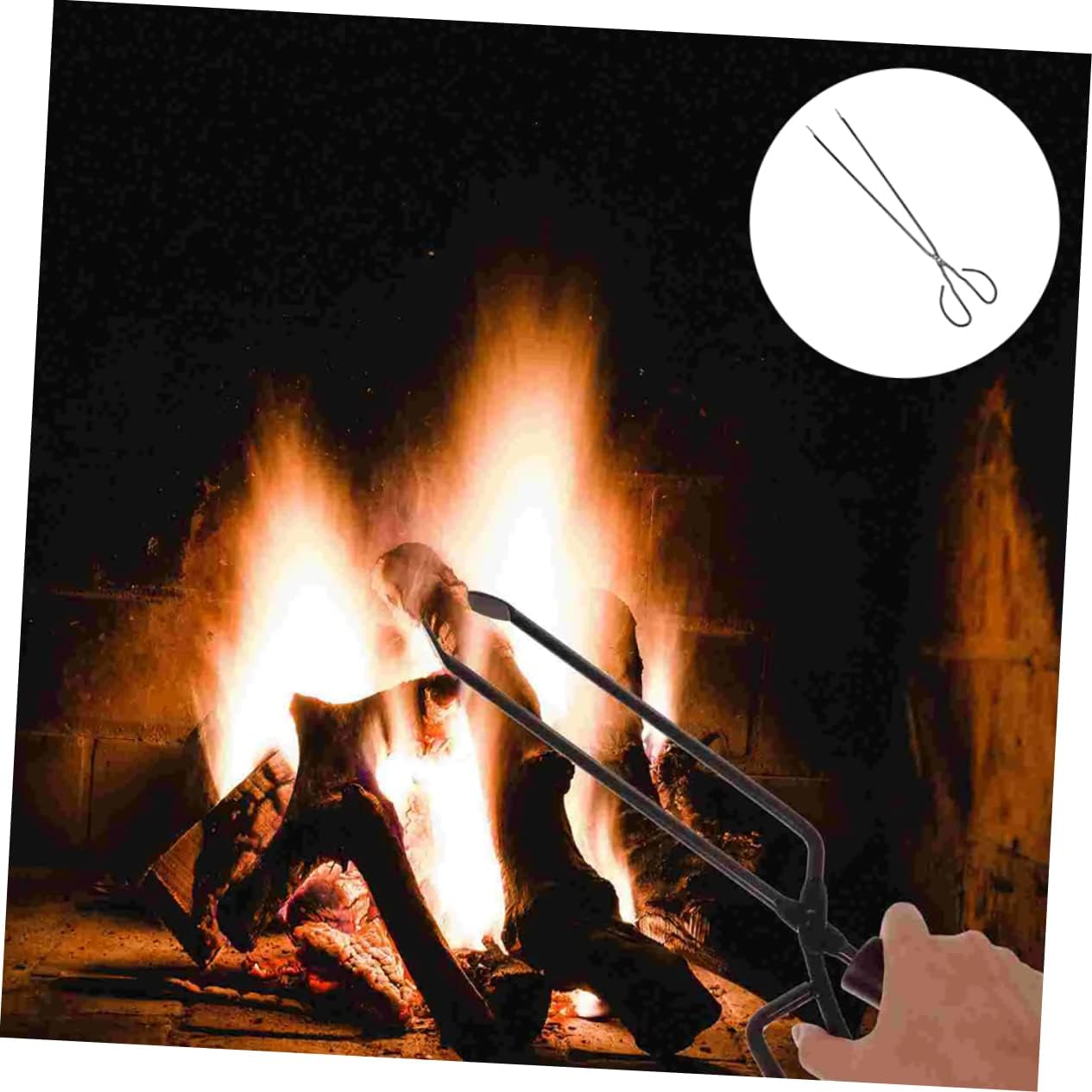 2 Pcs Extended Fireplace Tongs Iron Heat Resistant Long Handle
