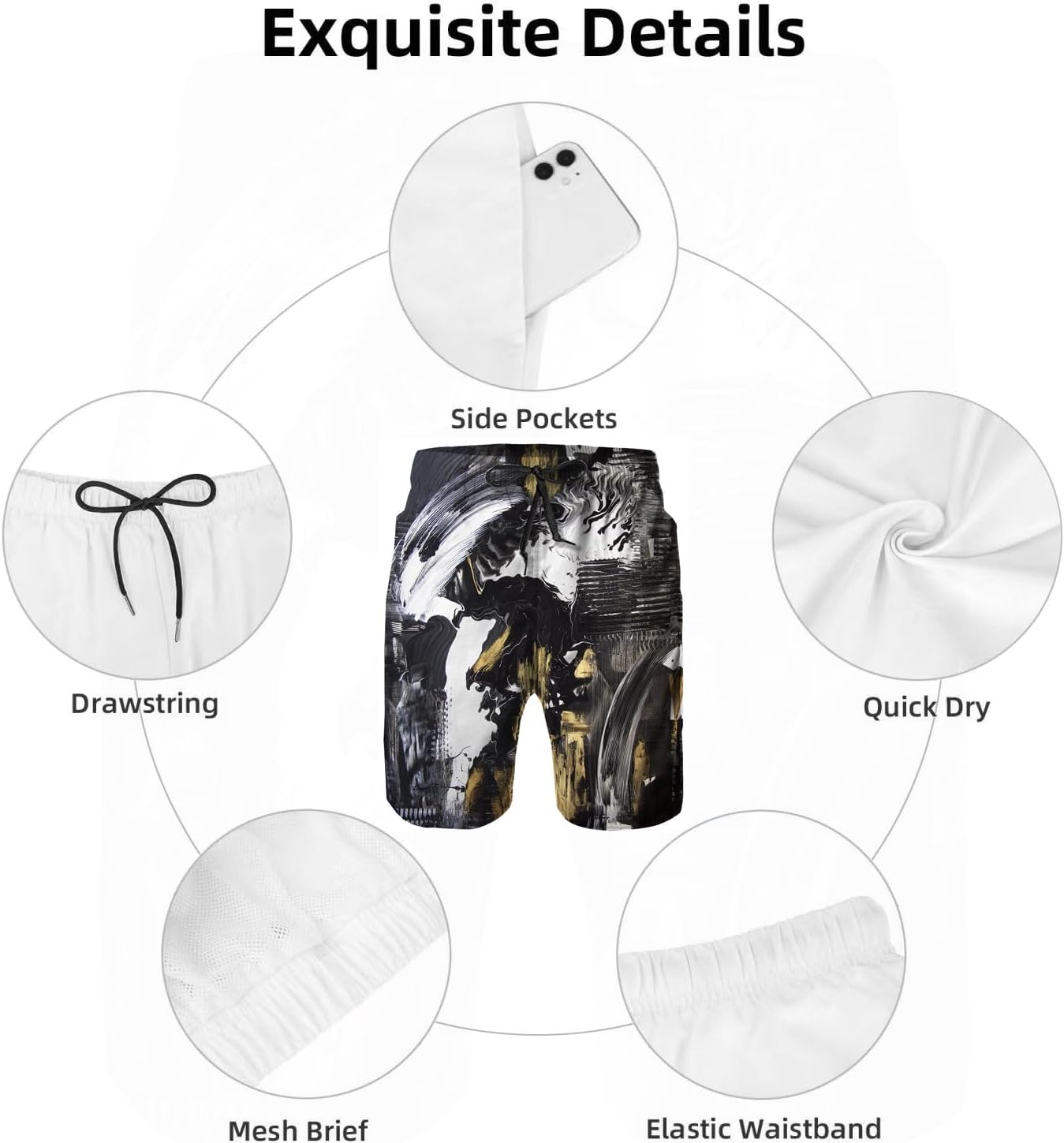 Mens Swim Trunks with Mesh Lining,Quick Dry Big Tall Board Shorts Swimsuit Beach Pants Swimwear Bathing Suits - Image 5