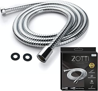 Zotti Stretchable Shower Hose 1.75m - 2.1m | Stainless Steel Stretchy Replacement Hose | Leakproof & Anti-Kink | Universal Standard Fitting | High Pressure | Easy DIY Replacement | Includes 2 Washers