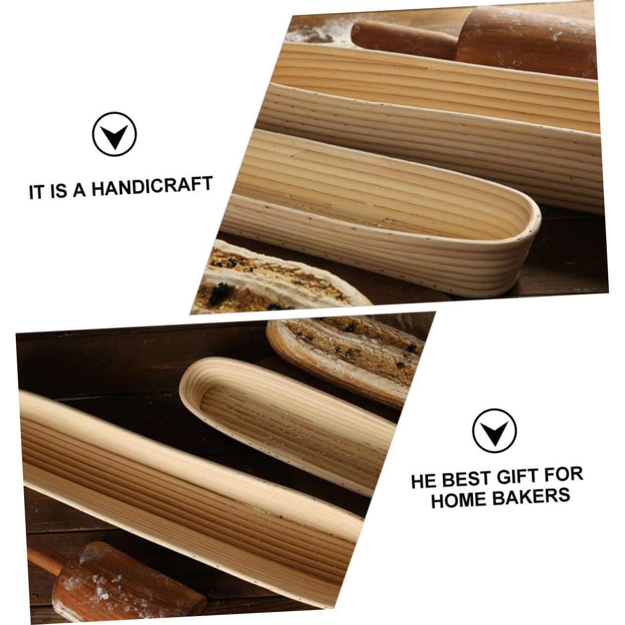 Amosfun 2 Stk Brotkorb Brotbacken aufgehen lassen nachweisen Brotmehl Rattan Inhaber Küche Wärmer runden Ofen werkzeug Korb zum Backen Backzubehör Gärkorb für Brot Backkorb Ranke. Beige