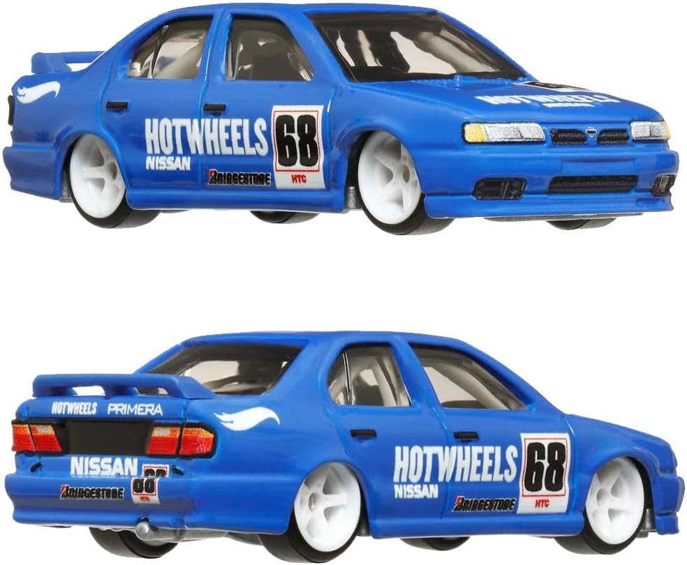 Hot Wheels HRR74 Premium 2 Pack Nissan R390 GT1/ '94 Nissan Primera Vehicle Toy Minicar 3 Years Old Blue/Black