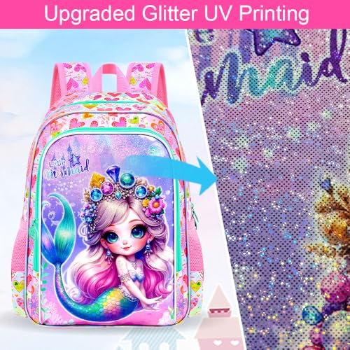Image of WZLVO 3PCS Kids Backpack for Girls, Unicorn Dinosaur Animal Prechool Elementary Kindergarten School Bookbag with Lunch Box
