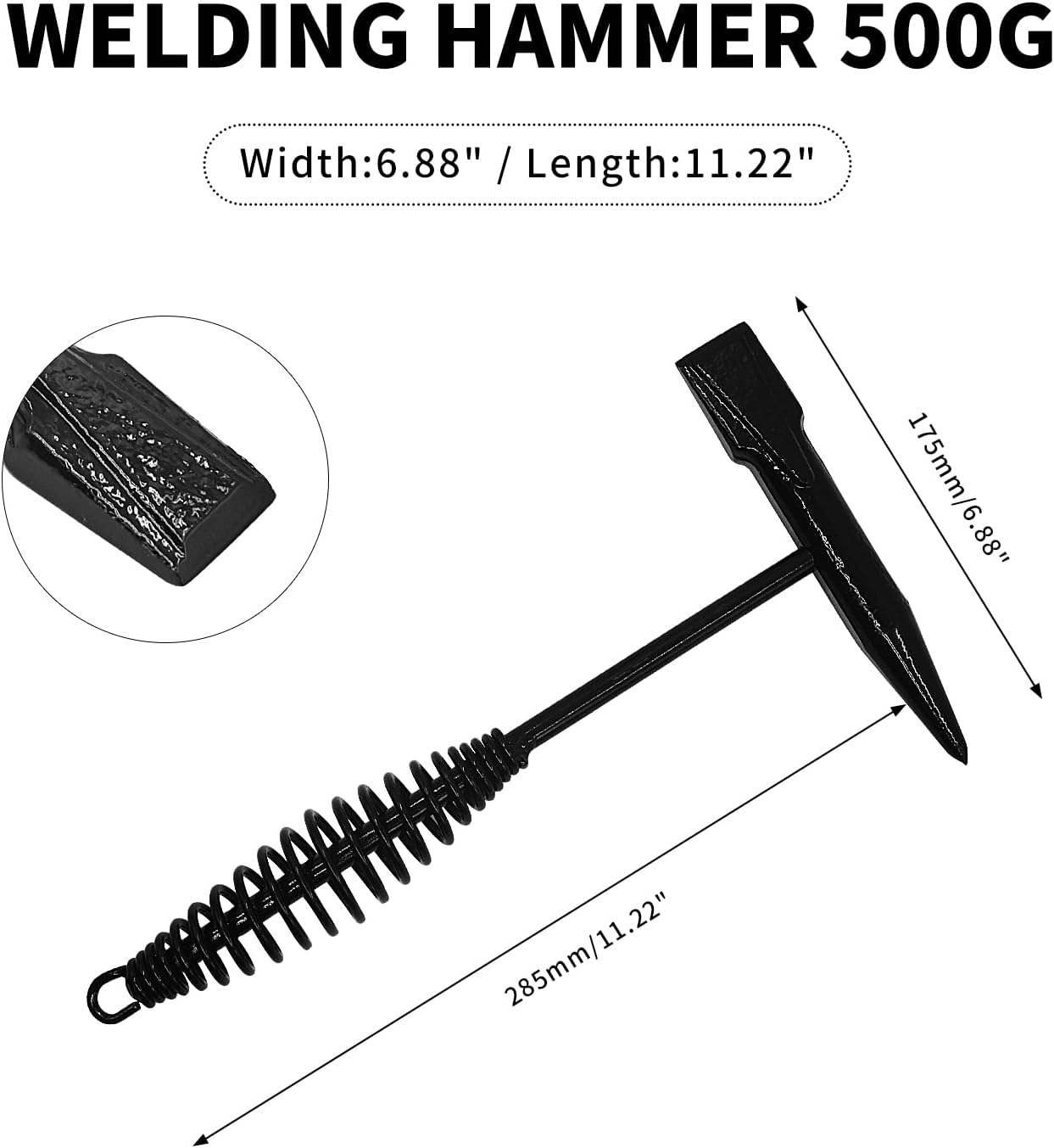 PENCK Black Welding Chipping Hammer, Slag Welder Hammer, Welding Cleaning Tool, Hand Tool with Coil Spring Handle, Shock-Dampening Steel Rust Removal
