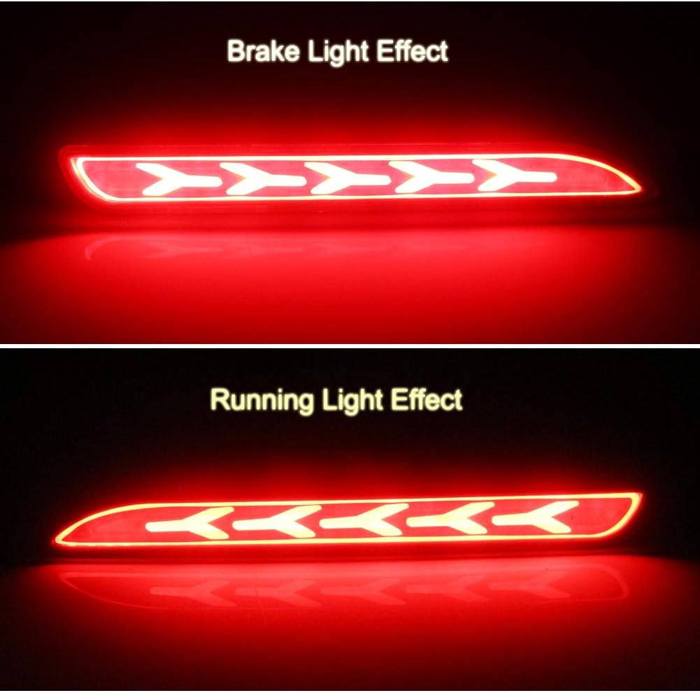 GTINTHEBOX 3D Optic Fish Bone Style Red LED Rear Bumper Reflectors Brake Tail Lights Lamps For Lexus RC250 RC350 IS-F GX470 Toyota REIZ Sienna Matrix Venza Avalon