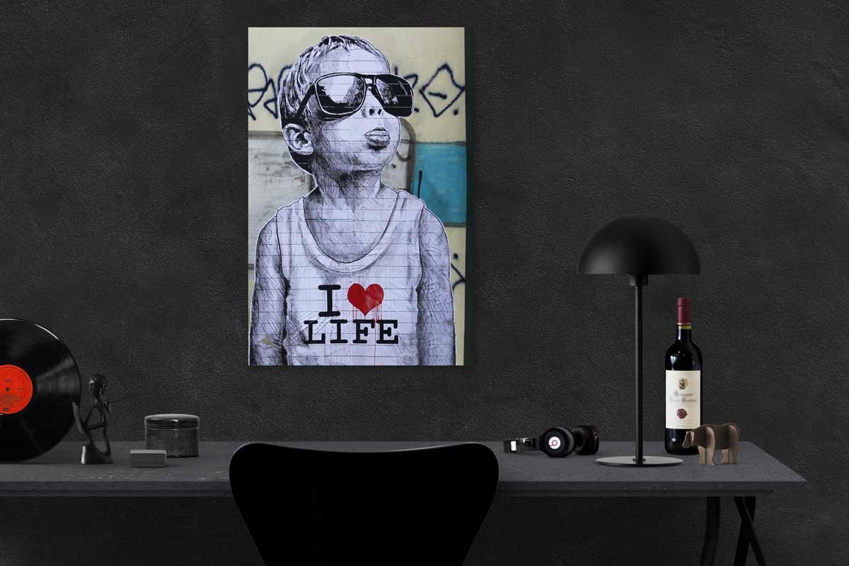 Banksy I Love Life Streetart - Póster para habitación (90 x 140 cm)