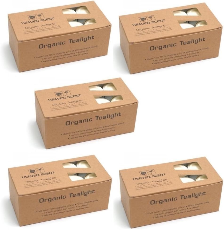 Heaven Scent Organic Unscented Tea Light Candles (5 Pack - 120 Tealights)