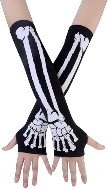 JISEN Women Punk Winter Arm Warmer Knitted Stretchy Soft Fingerless Gloves
