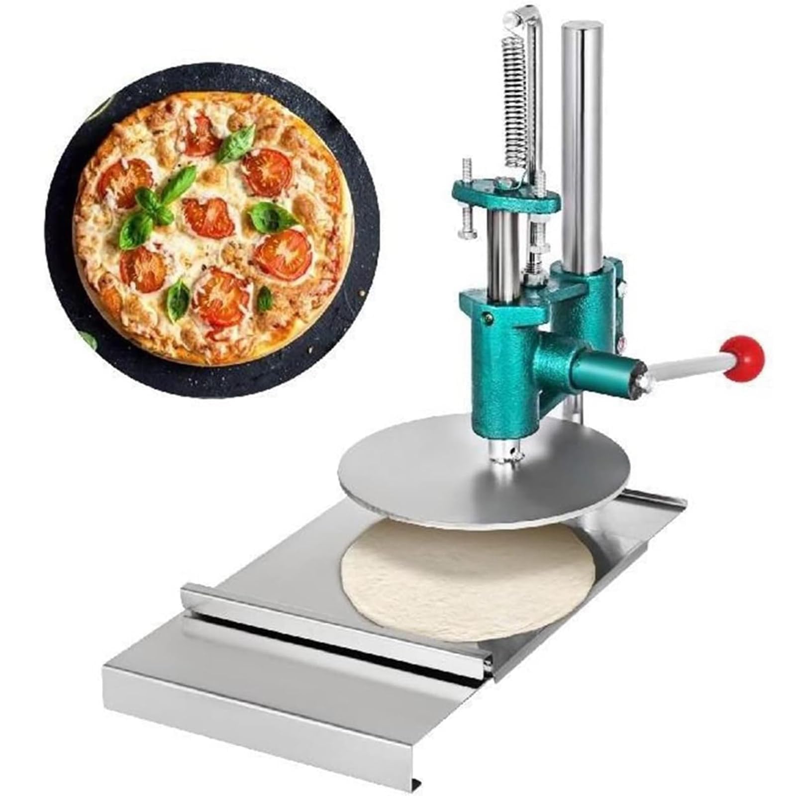 Prensa De Pizza Doméstica De Acero Inoxidable,máquina De Prensado Manual De Masa De Repostería,Hoja De Chapati De Masa Comercial para Uso Doméstico,Cocina Y Comercial(Size:22cm)