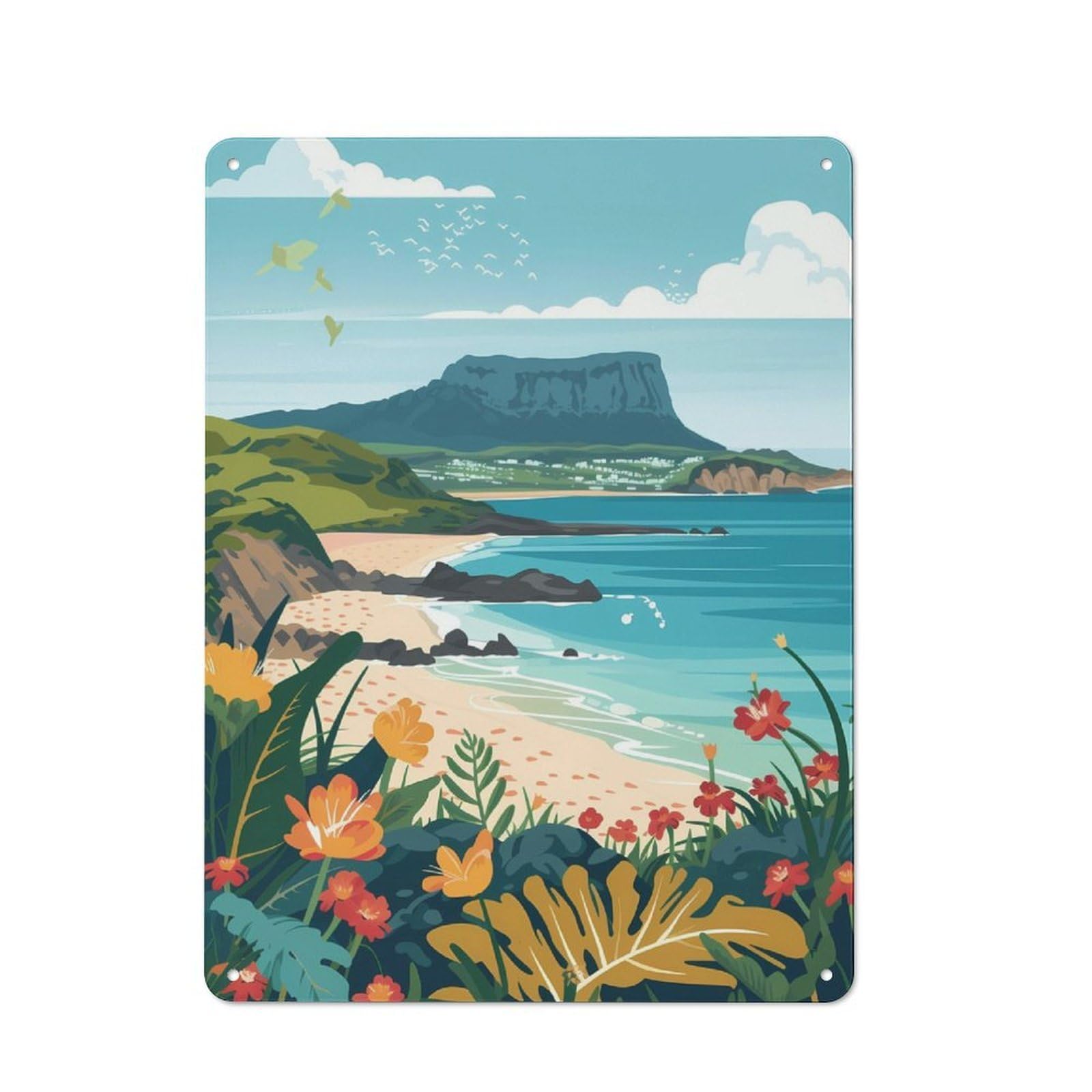 Junmoney Jeju Island Industrial Decorative Metal Plaque 40X30cm, Studio Wall Art For Flat, Bar, Studio Or Gallery Wall