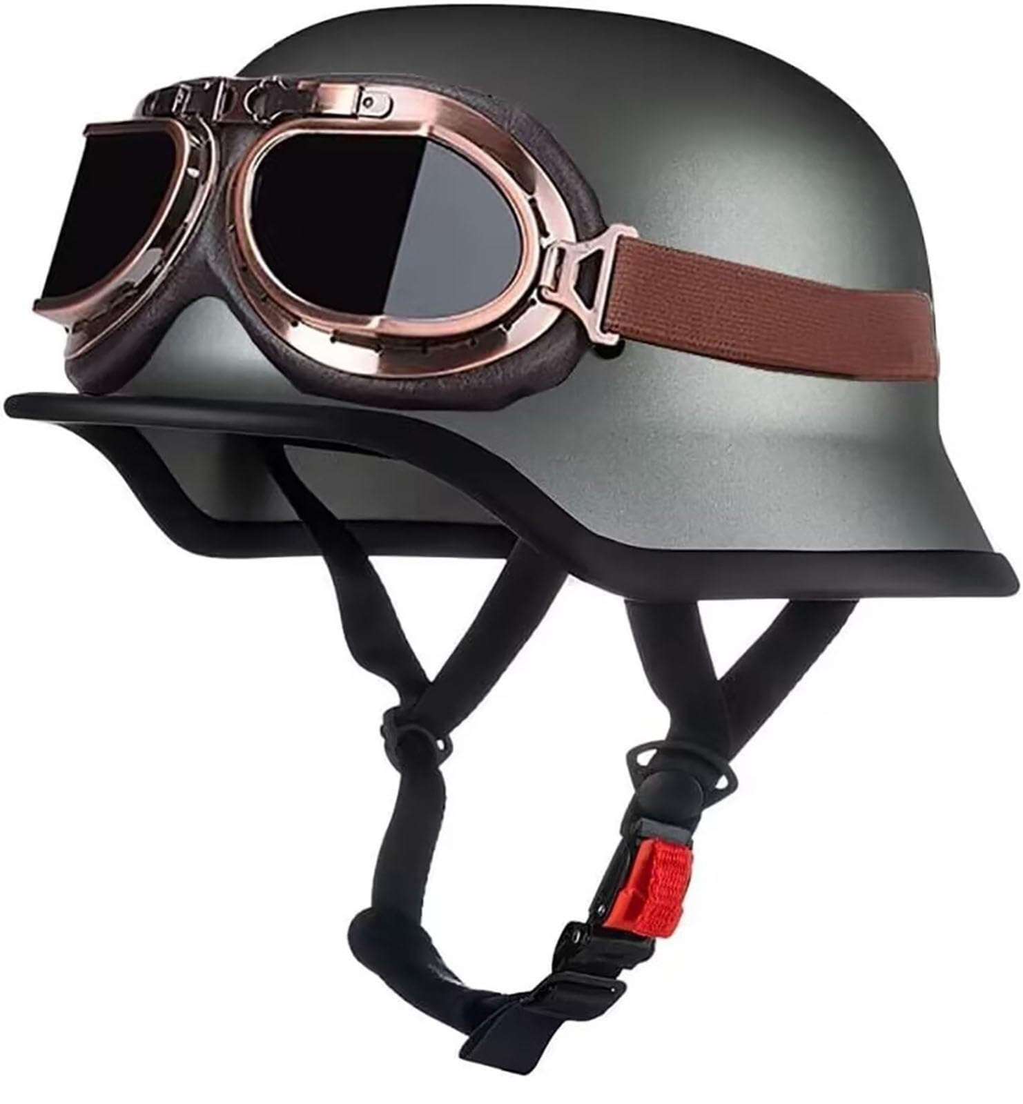 Casque ouvert vintage avec lunettes de protection pour scooter