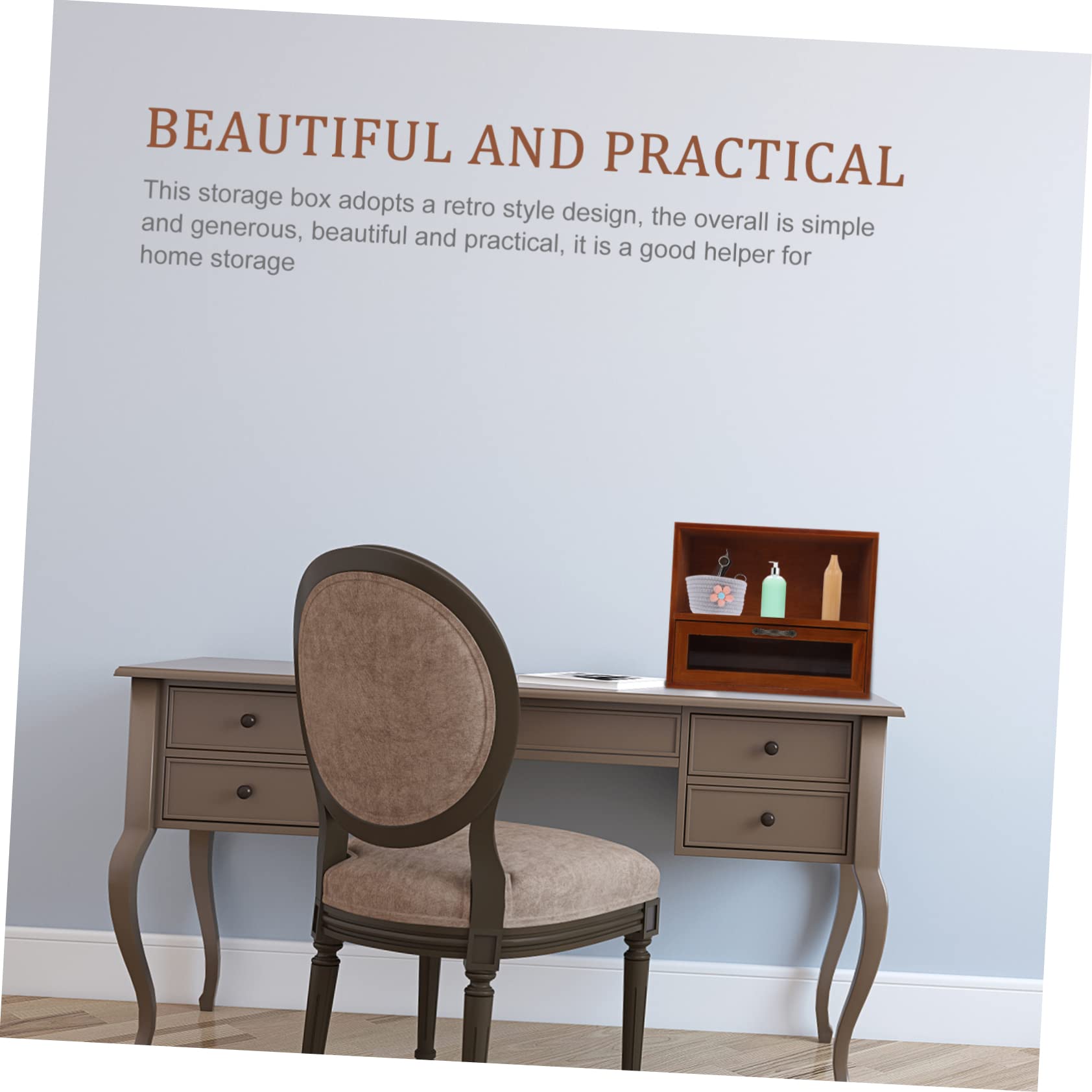 OSALADI Retro Wooden Drawer Storage Box with Acrylic Front Compartment Lockers for Jewelry Office Supplies Cosmetics Stylish Desktop Organizer for Easy Access and Elegant