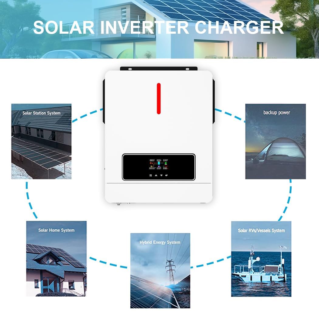 Aetherion Onduleur solaire hybride de 6,2 kW, onduleur à onde sinusoïdale pure, pour connexion au réseau et hors réseau, avec sortie de 48 V CC à 220 V CA, pour sauvegarde domestique et systèmes hors