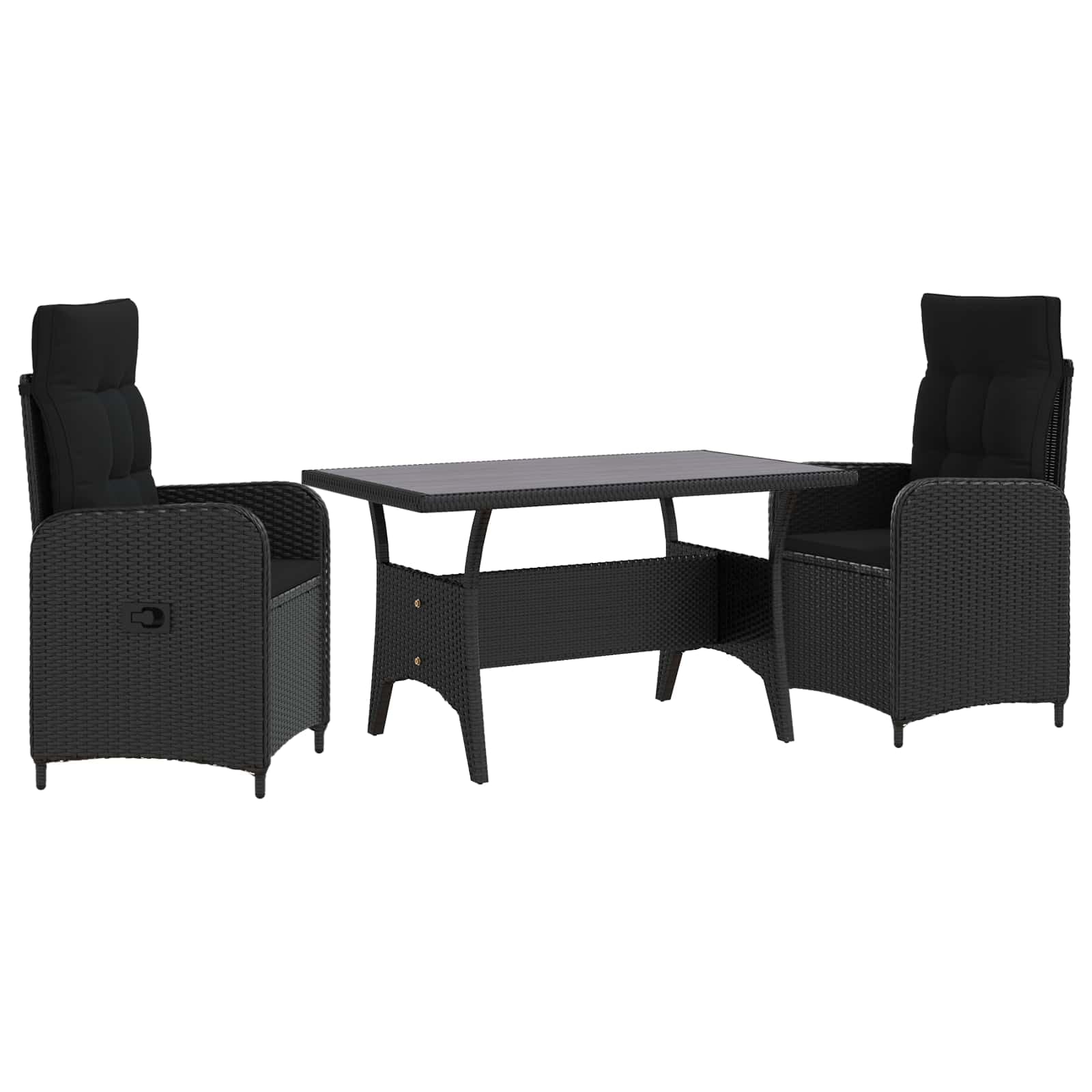 Lumanois Juego de Comedor para Exteriores 3 uds. Negro ratán sintético, Conjuntos de Muebles, 44.2 kg-3422256
