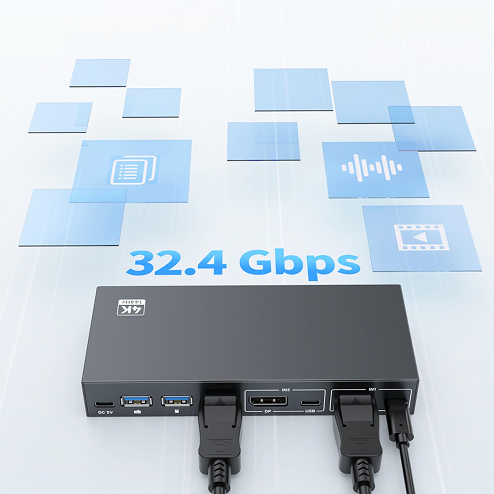 Switch KVM USB DisplayPort 2 in 1 Out Ingressi misti 2 porte 4K@144Hz KVM Share 1 Monitor per PC Laptop Tastiera