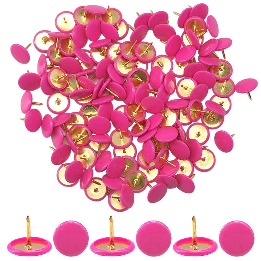 Ruidee Rose Red 150 Pcs Thumb Tacks Push Pins Board Pins For School, Office, Map, Photo Wall, Cork Board Bulletin (Rose Red)