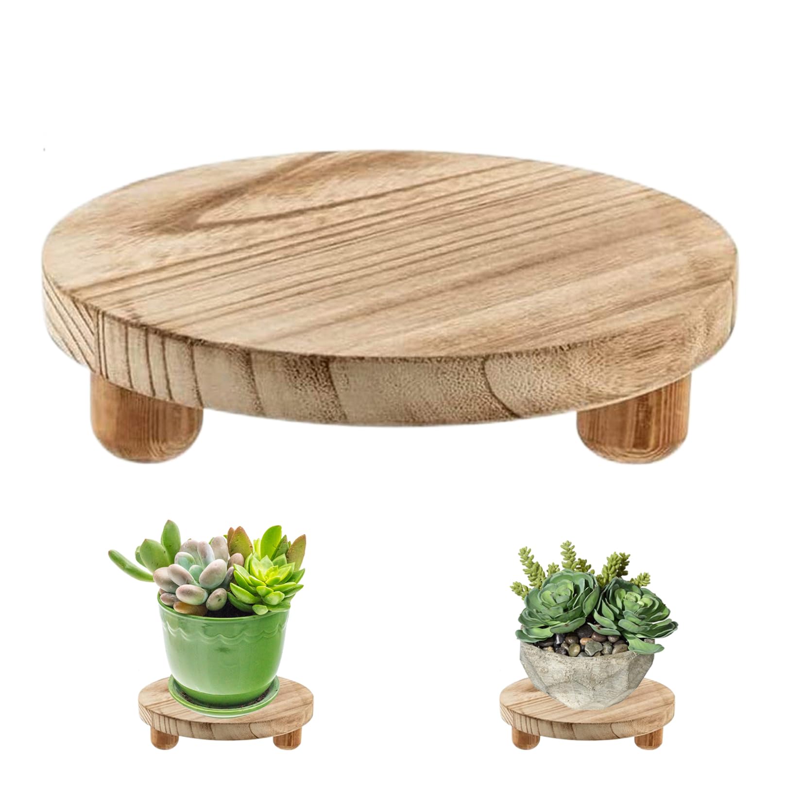 Smeleyou 8Inch Plant Riser 8 " Round Plant Pot Stand Wooden Riser Small Plant Stands Indoor Flower Pot Holder Planter Stand Tray Decorative Wooden Cake Stand Pedestal Tables For Garden Desktop Display