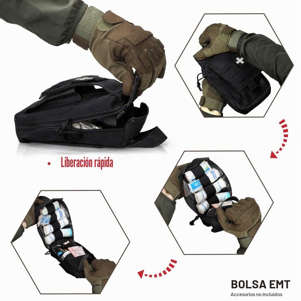 WYNEX Bolsa táctica de primeros auxilios, diseño cortado con láser, bolsa Molle EMT, bolsa de supervivencia IFAK, bolsa de supervivencia, organizadora médica de emergencia, incluye parche de cruz roja