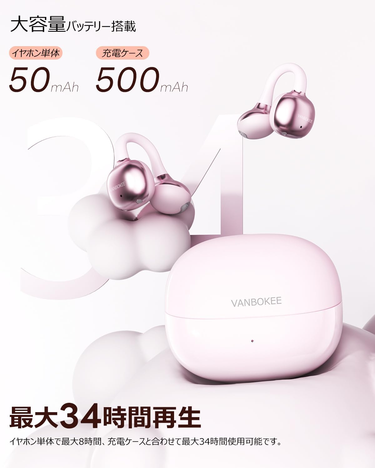 VANBOKEE H15 イヤホン ピンクのディテール