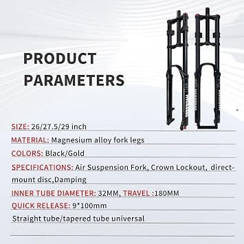 DH Mountain Bike Front Suspension Fork 26 27.5 29 Inch MTB Triple Tree Bike Front Forks Travel 160mm Disc Brake Air Down Hill Fork 1-1/8