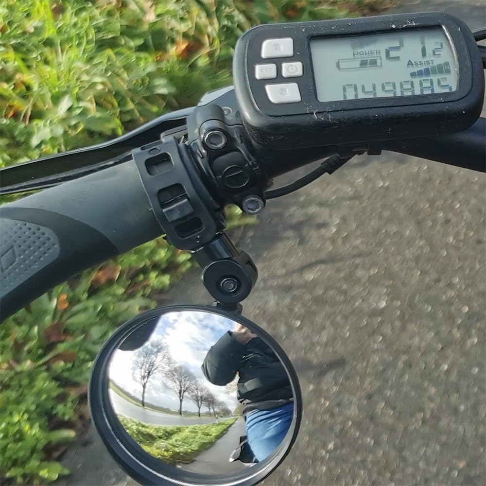 Bike Mirrors, Bicycle Cycling Rear View Safe Mirrors, Adjustable Rotatable Handlebars Mounted Scratch Resistant Glass Lens Plastic Convex Mirror for Mountain Road Bikes Easy to Install