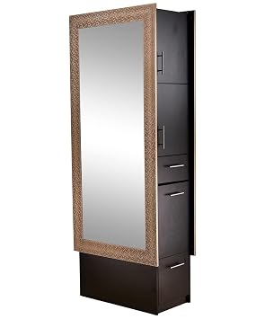 Pibbs Diamond Double-Sided Salon Styling Station Black Gold Mirrors