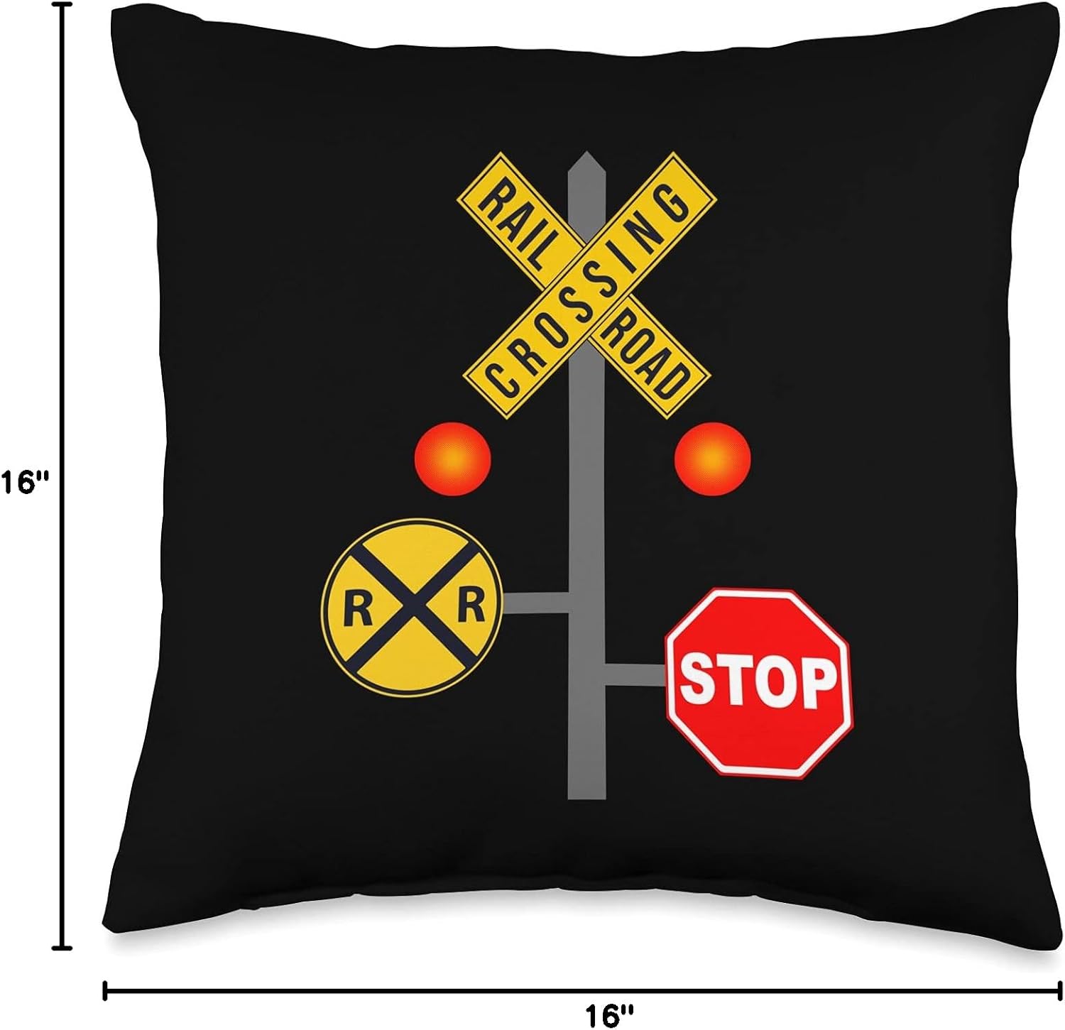 Funny Railroad Crossing Sign Gift For Men Cool Train Lover Throw Pillow