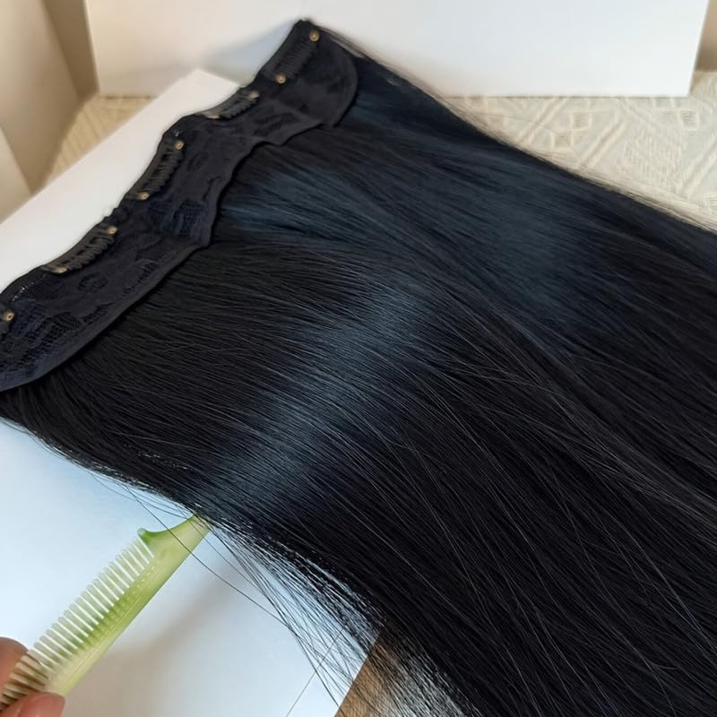Image of 24 inch Heat Resistant Clip In Synthetic Straight Hair Extensions - Synthetic Hair Extension /Ponytail Long Braided Ponytail With Elastic Hair Ties Synthetic Hair Extensions (Style 9)