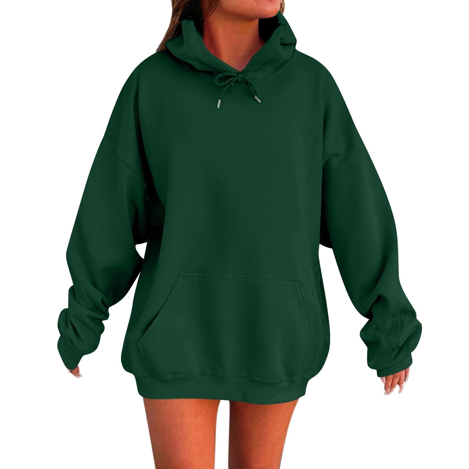 Felpa Donna Con Cappuccio Oversize Top A Manica Lunga Abito In Tinta Unita | Felpe Donna Con Tasche Sweater Curvy Taglie Forti Sportswear Hoodie Sweatshirt Casual Pullover Autunno Invernale
