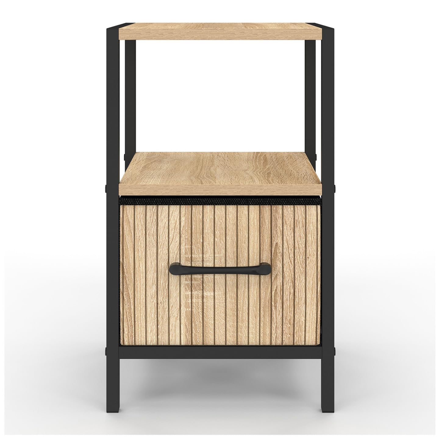 IDMarket - Lot de 2 Tables de Chevet Utah 1 tiroir et 1 Niche Effet Lattes