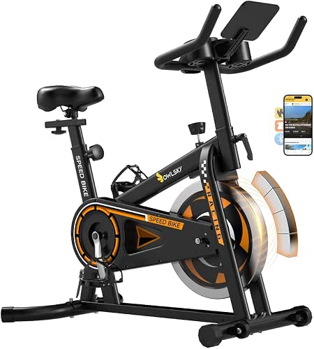 OWLSKY Exercise Bike with APP,Indoor Cycling Bike, 300 lbs Capacity