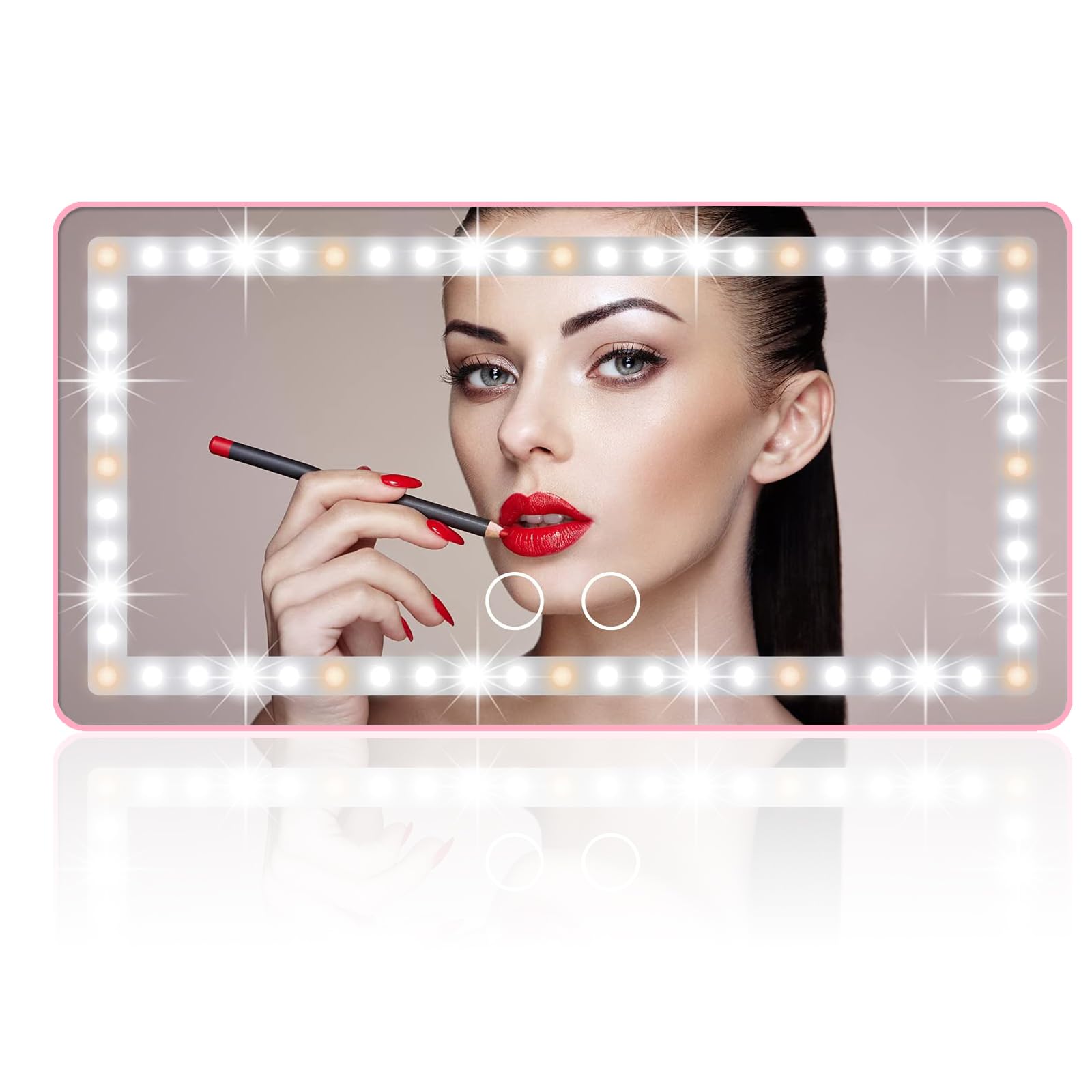 Vanexiss Car Sun Visor Vanity Mirror, Rechargeable Makeup Mirror with 3 Light Modes & 60 LEDs - Dimmable Clip-on Rear View Sun-Shading Cosmetic Mirror, Universal for Car SUV(Pink)