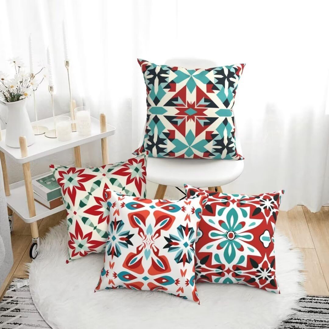 Cuscini per Divano Bohémien, Etnico Federe Cuscini Divano 60x60cm Cuscino Divano, Cuscini Letto Decorativi Copricuscino Divano, per Cuscini Home Room Divano Soggiorno Sedia Letto Decor, 4 Pezzi X443