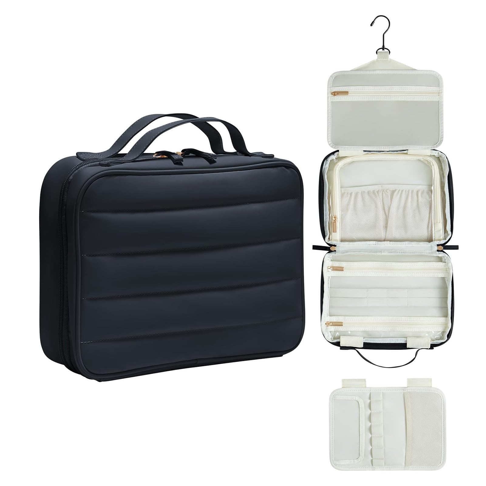 Neceser Colgante Ligero Impermeable Organizador De Maquillaje para Viajes, Práctico Plegable Neceser Compacto con Soporte para Cepillo De Dientes Y Gancho Colgar