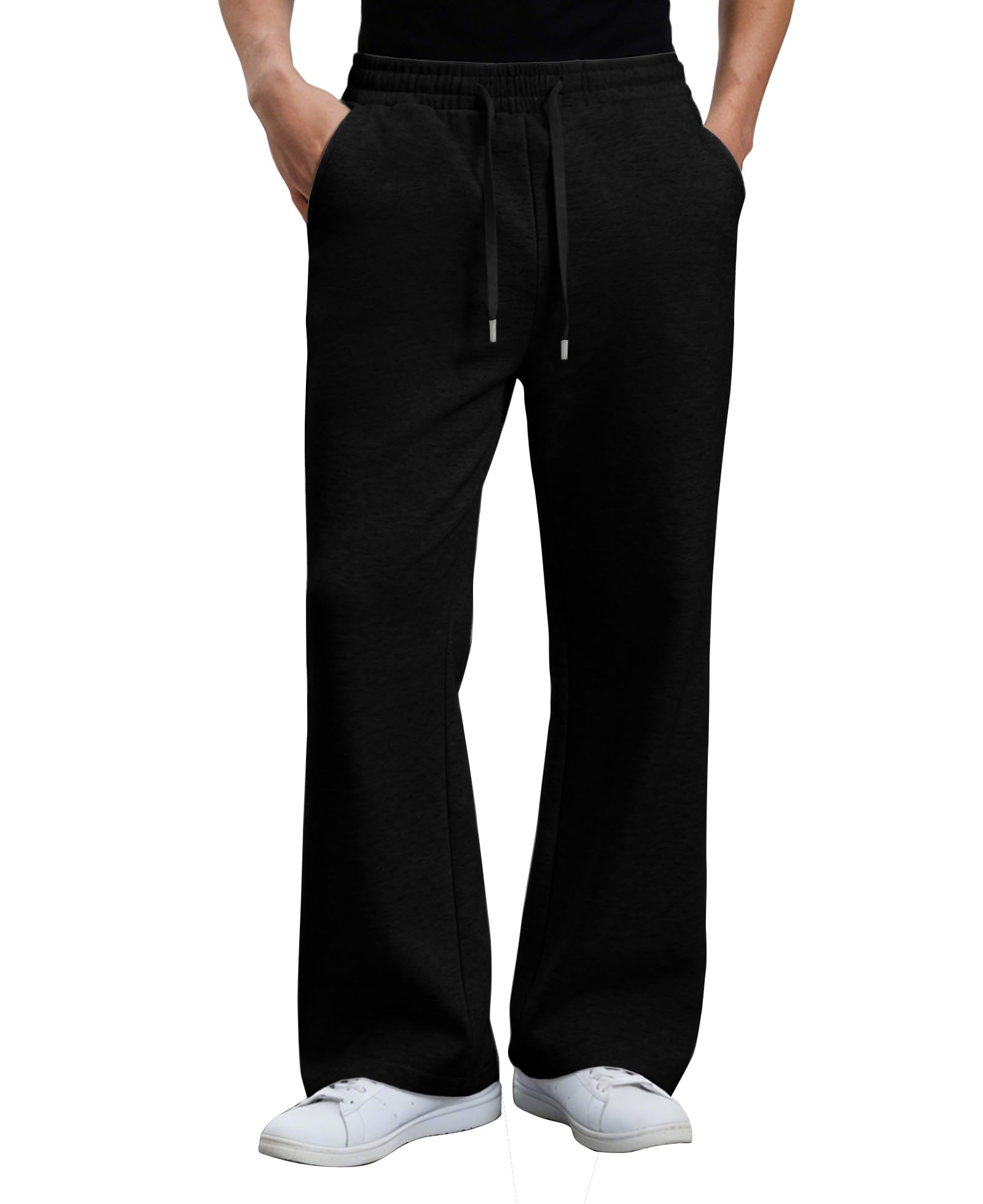Susclude Mens Baggy Bootcut Sweatpants Wide Leg Flared Stretch Elastic Waist Drawstring Cotton Lounge Workout Casual Pants