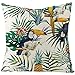EHOMERY Poszewki na poduszki długa poszewka na poduszkę vintage liście, ptak i ananas wzór jedwabne poszewki na poduszki poszewka na poduszkę na sofę na zewnątrz patio poszewki na poduszki zielone żółte 40 x 40 cm