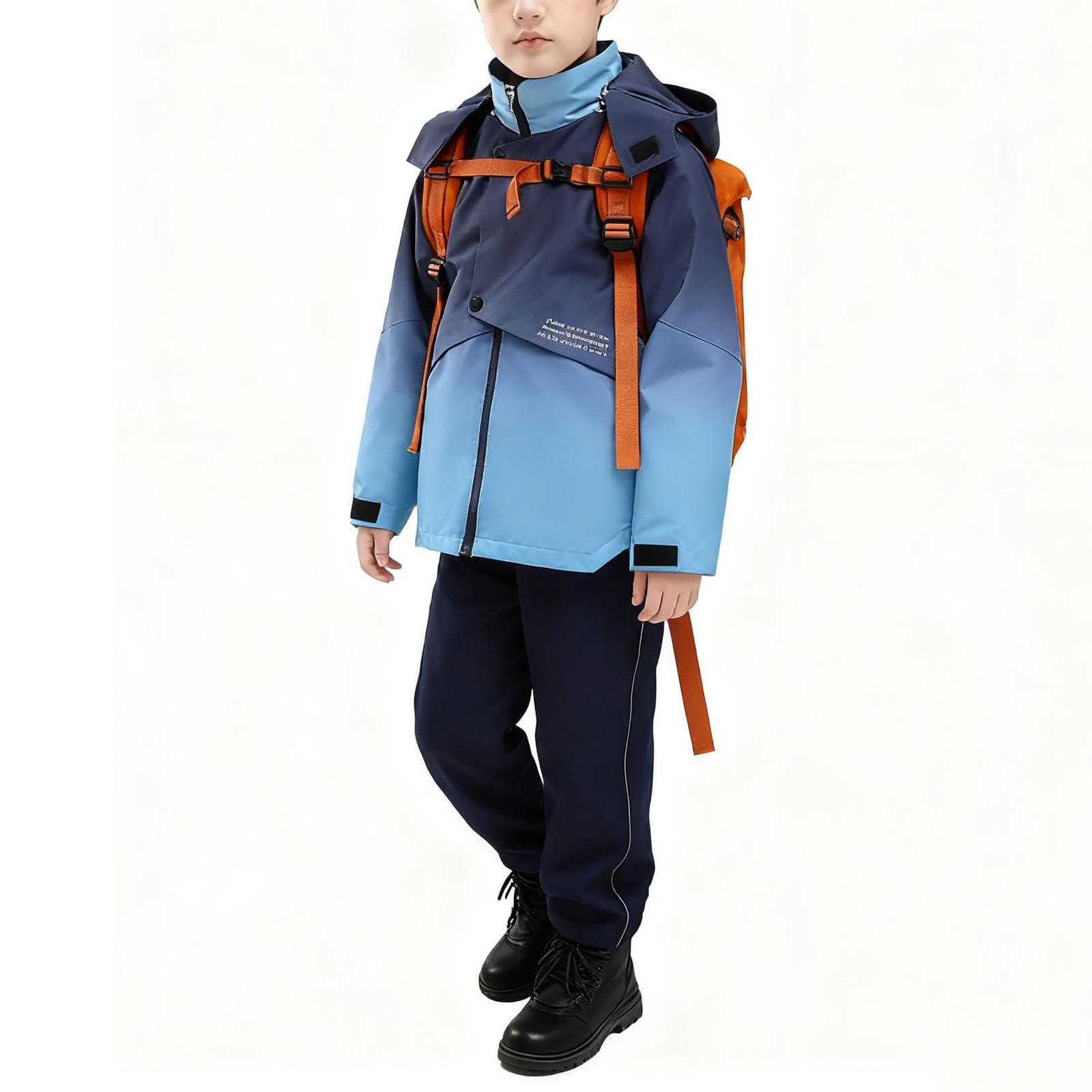 Conjunto Deportivo para Niños y Niñas Chandal Niño 3 Piezas Chaqueta Impermeable con Capucha + Forro Polar Top Cálido + Pantalones Largo con Bolsillos Traje de Exterior a Prueba de Viento Impermeable