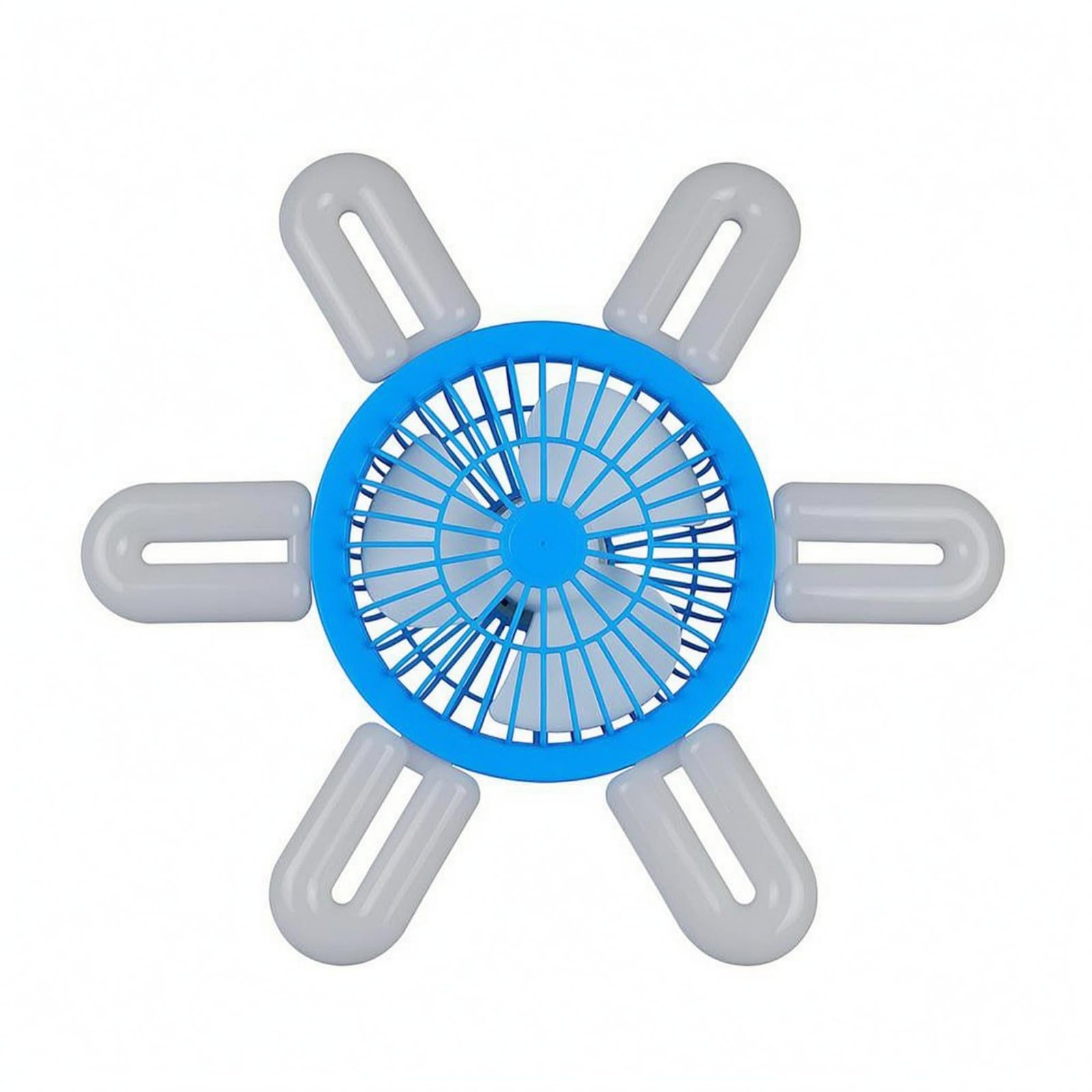 E27 Base Foldable Ceiling Fan Light 60 W LED Ceiling Fan Light Safety Grille Deformable LED Bulb White for Indoor, Blue | Home & Garden | Lamps Lighting & Ceiling Fans | Ceiling Fans-image-36