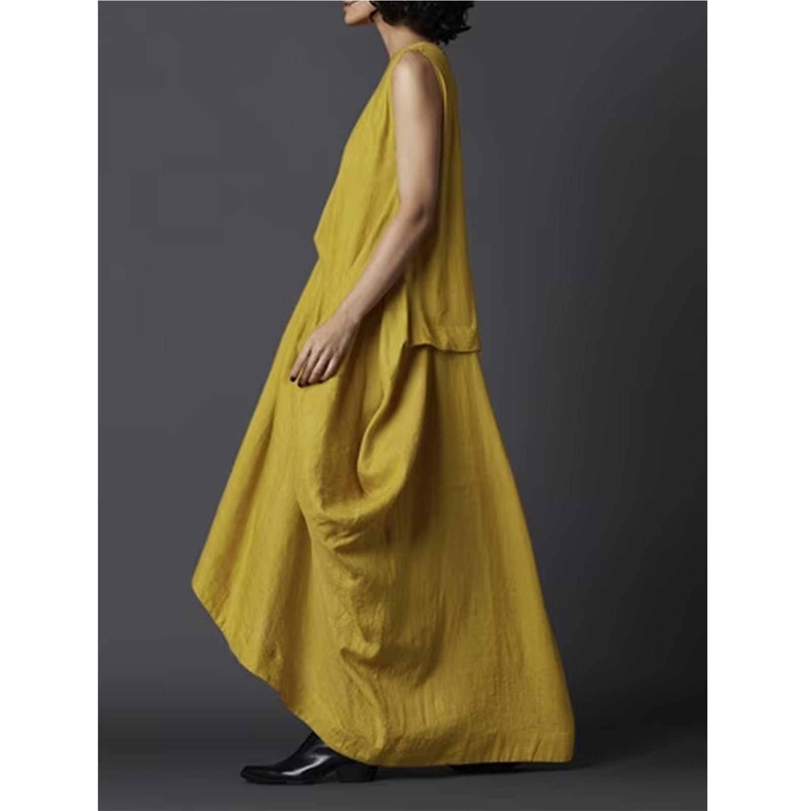 Vestido Sin Mangas Vestido de Verano con Bolsillos for Mujer, Cuello Redondo botón en la Espalda, Irregular, Largo, Elegante e Informal, Suelto, sin Mangas para la Mujer