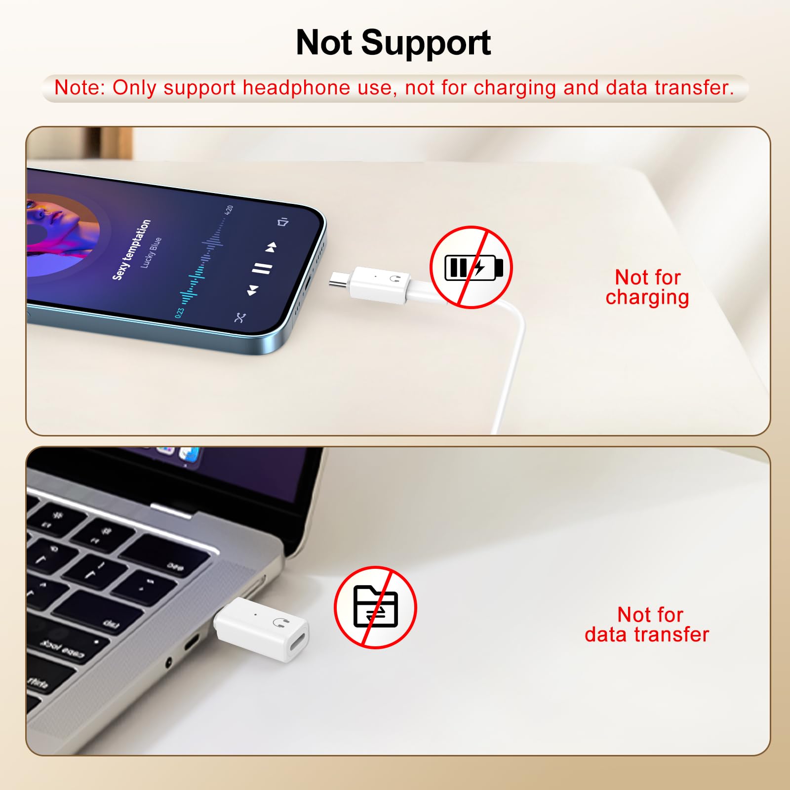 TiMOVO Adapter for Lightning to USB C Audio Adapter, USB C Male to Lightn-ing Headphone Earphone Female Converter for iPhone 15/16 Series, iPad, Galaxy, MacBook, Not for Charging/Data Transfer, White