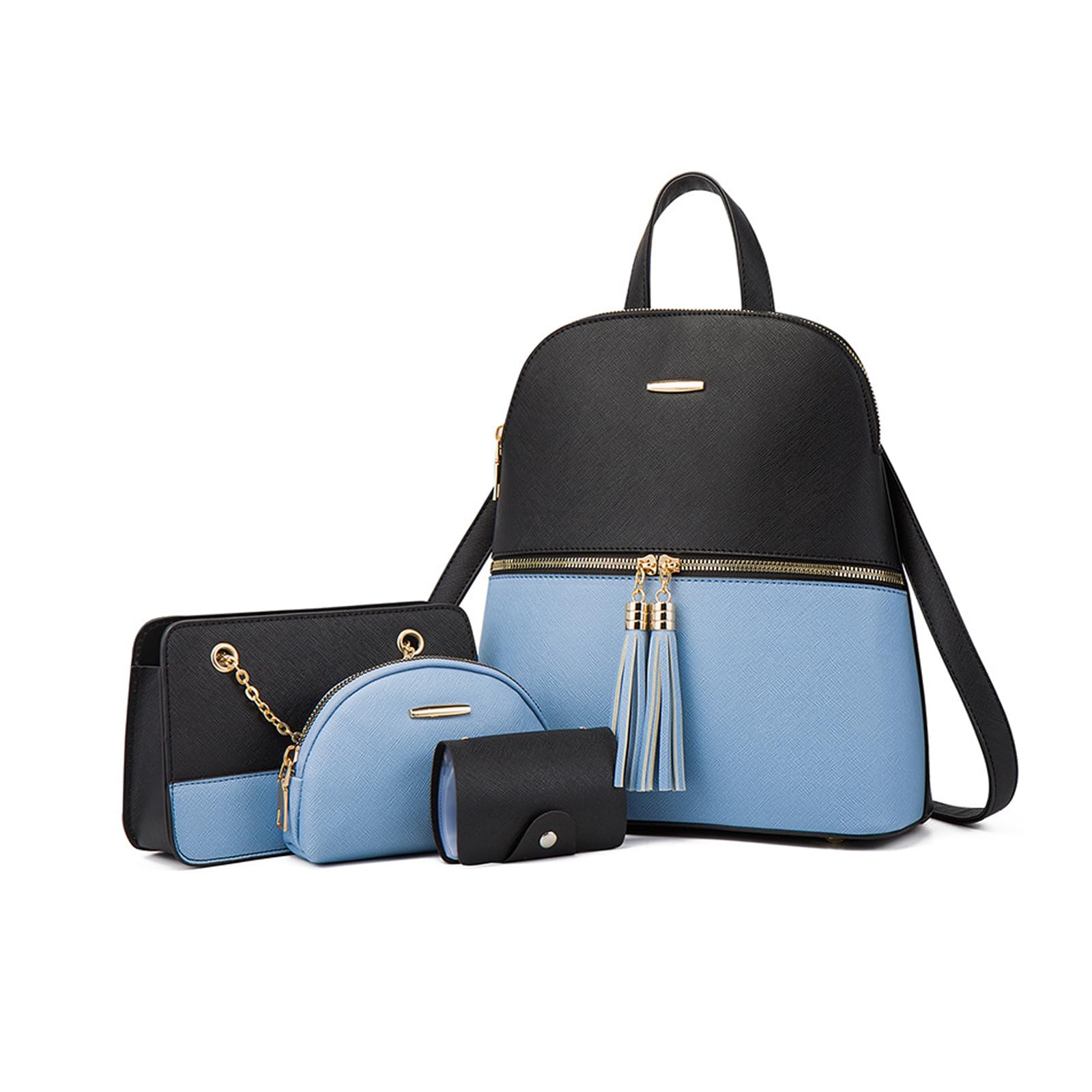 FANDARE 4 pezzi Set Nappa Borsa a Mano con Pochette e Clutch Borse a tracolla Portafoglio Zaino Donna Zaini PU Pelle Spalla Borse Tote Pochette Messenger per Shopping Viaggio Sacchetto Borsetta