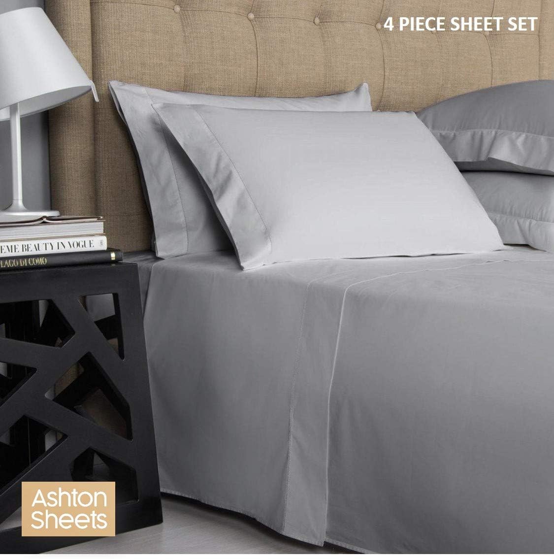 Gеt Chеар Prісе 1000 Thread Count 100% Long-Staple Egyptian Pure Cotton – Sateen Weave Premium Bed Sheets, 4-Piece Silver King-Size Luxury Sheet Set, Fits Mattresses Upto 17” Deep Pocket Uр Tо 60% оƒƒ 1000 Thread Count 100% Long-Staple Egyptian Pure Cotton – Sateen Weave Premium Bed Sheets, 4-Piece Silver King-Size Luxury Sheet Set, Fits Mattresses Upto 17” Deep Pocket