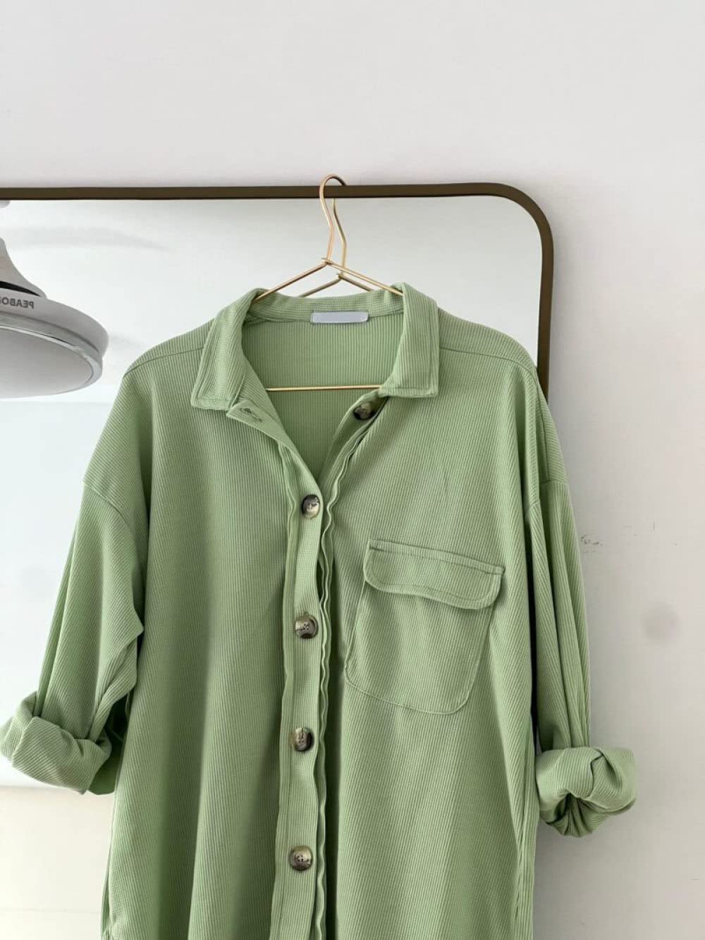 Blouse Women,Ladies Blouse Long Sleeve Casual Solid Sage Green Flap Pocket  V Neck Shirts Tops Fashion Loose Button Down Blouses Tunic Tops Spring  Oversized Boyfriend Coat Coat : Amazon.nl: Fashion