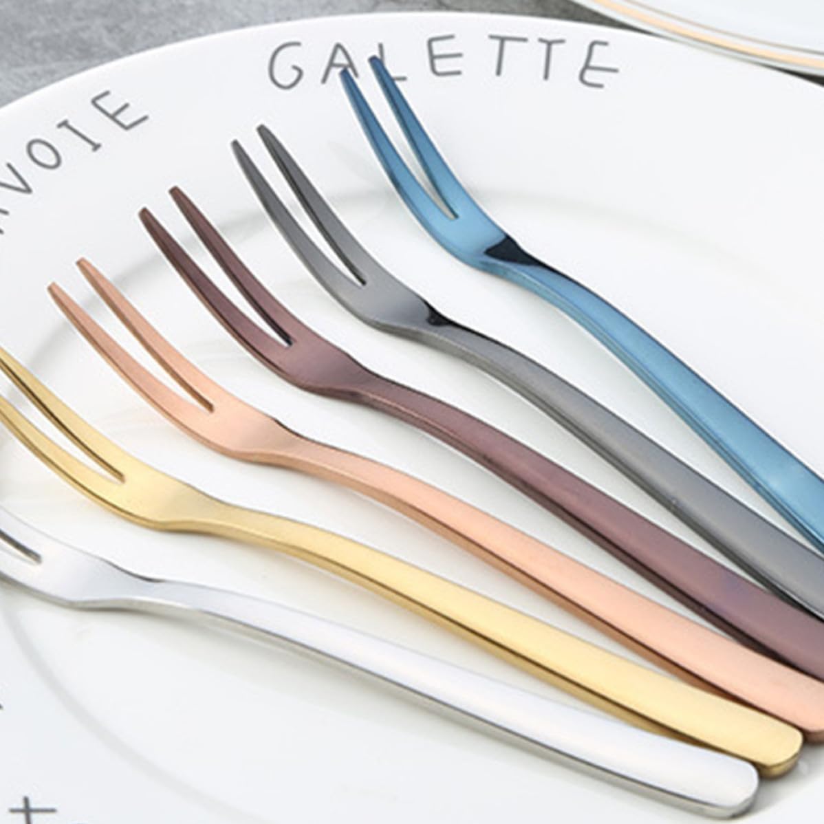 6pcs European Stainless Steel Fruit Forks for Cupcakes and Snacks
