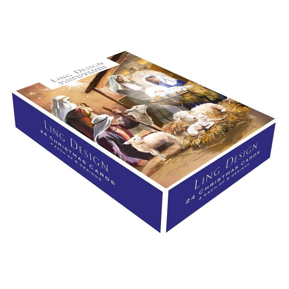 Ling Design Box Of 24 Christmas Cards Religious Themed Joyful Xmas Cards In 6 Designs Festive Designs, Heartfelt Reflections, Eco-Friendly, Traditional, Cherished Keepsakes
