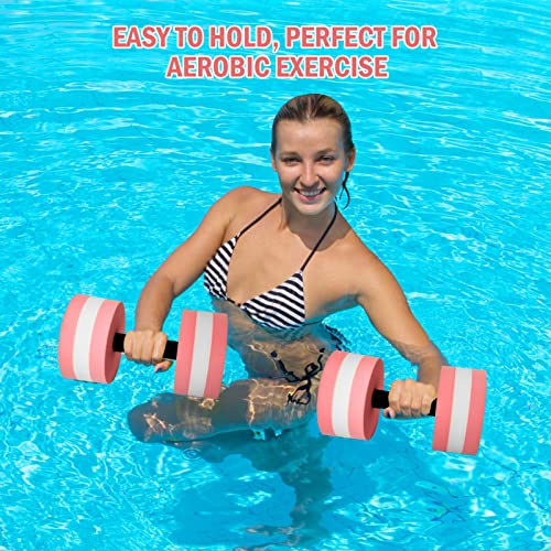 Timoo Aquatic Exercise Dumbbells 2Pcs Water Weights For Pool Exercise Set Water Dumbbells For Water Aerobics High-Density Eva Pool Exercise Equipment For Adults, Pink #TOP1